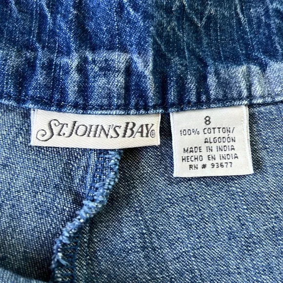 ST JOHNS BAY 100% Cotton Lightweight Denim Cottage Blue A Line Midi Skirt | 8 - Picture 6 of 6